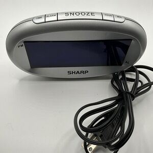 Sharp Digital Alarm Clock Model SPC-875 Silver Snooze Battery‎ Backup WORKS